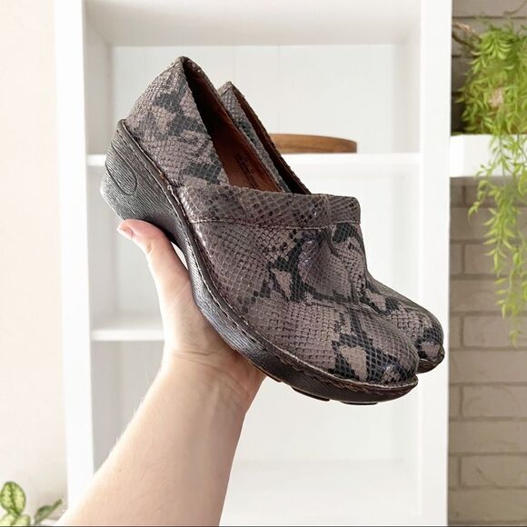 Born Shoes - Born Snake Skin Print Slip On Comfort Clogs